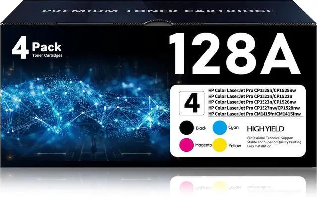 Main image of 128A Toner Cartridges 4 Pack High Yield Replacement for HP128 128A CP1525NW