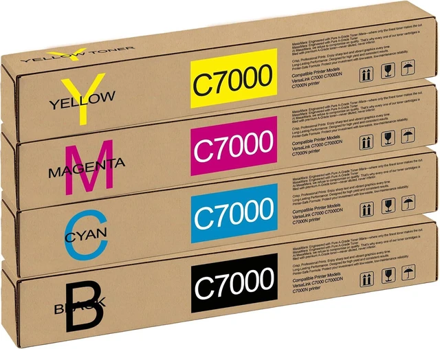 Main image of MasaiMara C7000 Compatible Toner Cartridges Replacement for Xerox VersaLink C7000 C7000DN C7000N Printer (Black, Cyan, Magenta, Yellow, 4-Pack)