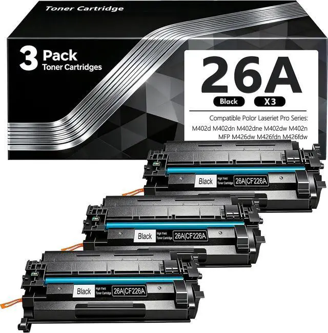 Main image of 26A Black Toner Cartridges 3 Pack Replacement for HP 26A CF226A 26X for Pro MFP M426fdw M426dw M402dw M402n M426fdn M402dn M402dne Printer Ink High Yield