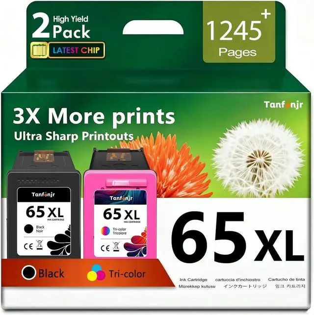 Main image of 65XL Ink Cartridge Replacement for HP 65 65XL Black Color Combo Pack High Yield, Work with Envy 5055 5052 5058; DeskJet 3755 2655 3700 3752 3720 3722 3723 3758 2652 2622 2624 Printer (Black,Tri-Color)