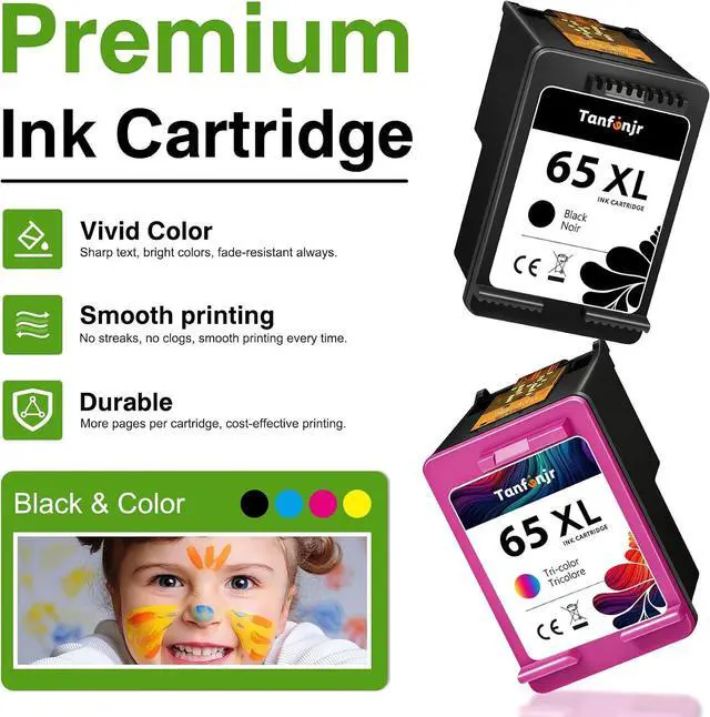 Alt view image 4 of 7 - 65XL Ink Cartridge Replacement for HP 65 65XL Black Color Combo Pack High Yield for Envy 5055 5052 5058; DeskJet 3755 2655 3700 3752 3720 3722 3723 3758 2652 2622 2624 Printer (2 Black,1 tri-color)