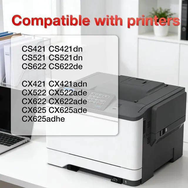 Alt view image 2 of 5 - Remanufactured 78C10 Toner Cartridge for Lexmark CS421 CS521 CS622 CX421 CX522 CX622 CX625 Printer 4 Packs CMYK