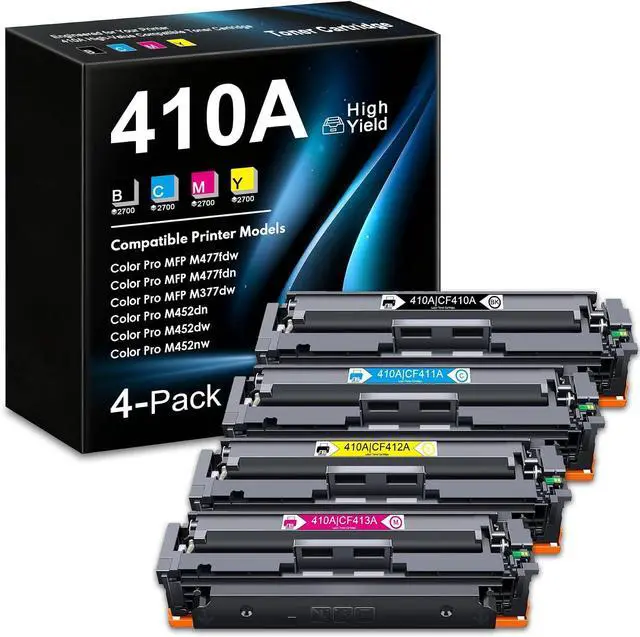 Main image of 410A High Yield Toner Cartridge 4 Pack Replacement for HP 410A 410X Toner