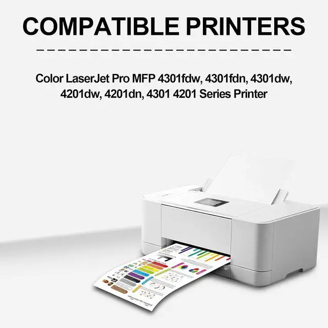 Alt view image 2 of 6 - High Yield 210A Toner Cartridges with Chip, 4-Pack BK/C/M/Y Compatible with HP Color LaserJet Pro 4201dn 4201dw MFP 4301dw 4301fdn 4301fdw Printer