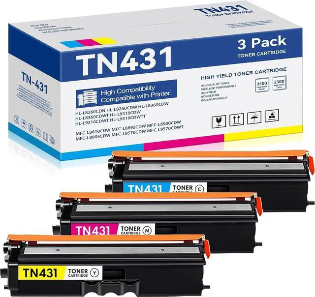 Main image of TN431 Toner Cartridge Replacement Brother TN-431 3PK, Cyan Magenta Yellow Toner Cartridge, TN4313PK