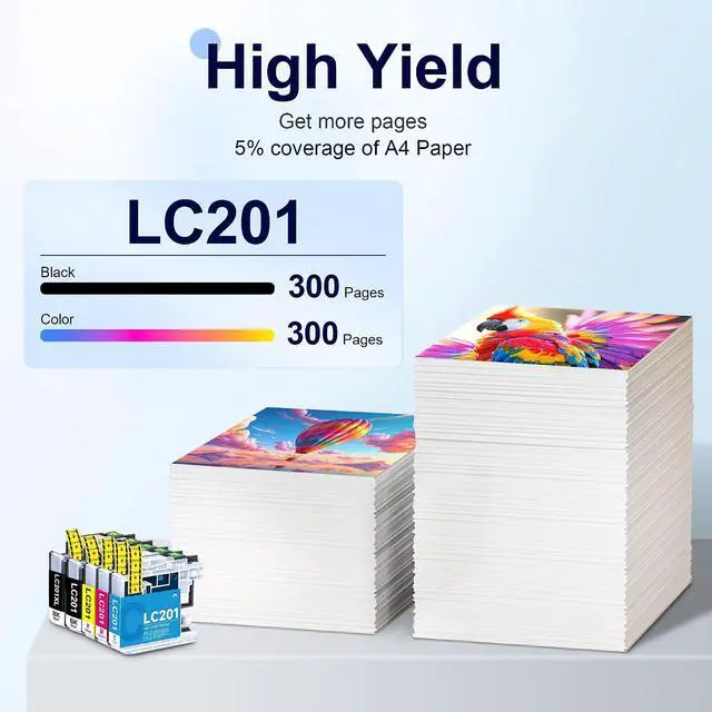 Alt view image 3 of 7 - MOLIMER LC201 BK/C/M/Y Ink Cartridges (4 Pack) Compatible Replacement for Brother LC203XL LC201 Ink Cartridges Use for MFC-J480DW MFC-J485DW MFC-J880DW MFC-J4420DW Printer, LC201XL Ink