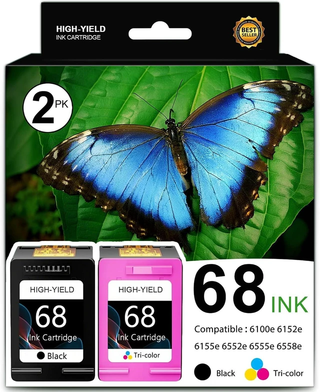 Main image of SFINK 68 Ink Cartridges Replacement for 68 Black Color Ink Cartridges Combo Pack Compatible with Envy 6152e, 6155e, 6552e, 6555e, 6558e Series Printer 2PK (1 Black, 1 Tri-Color)