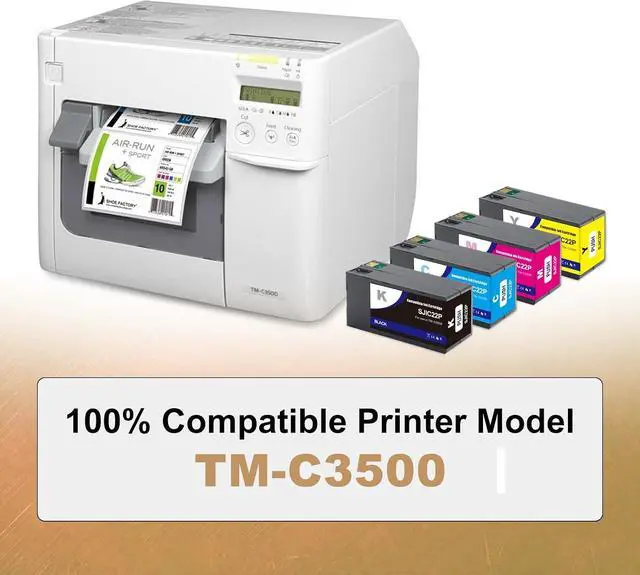 Alt view image 2 of 7 - SJIC22P Pigment Ink Cartridge Replacment for ColorWorks TM-C3500 TM-C3510 TM-C3520 TMC3500 Printer (C33S020577, C33S020581, C33S020582, C33S020583)