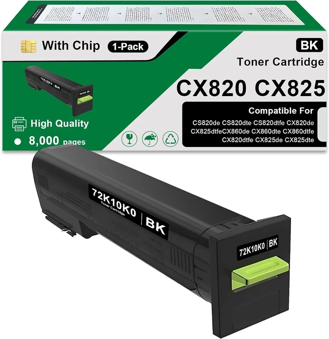 Main image of 72K10K0 Black Toner Cartridge (8,000 Pages) Compatible for Lexmark 72K10K0 72K00KG Toner Cartridge for CX820 CX825 CS820 CX860 CS820de CS820dte CS820dtfe CX820de CX820dtfe CX825de,1 Pack