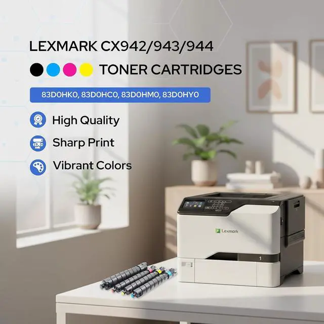 Alt view image 2 of 7 - Toner Pros Compatible Toner Cartridges for Lexmark CX942/943/944 High Yield Replacement for OEM 83D0HK0, 83D0HC0, 83D0HM0, 83D0HY0 Black, Cyan, Magenta, Yellow 4-Pack
