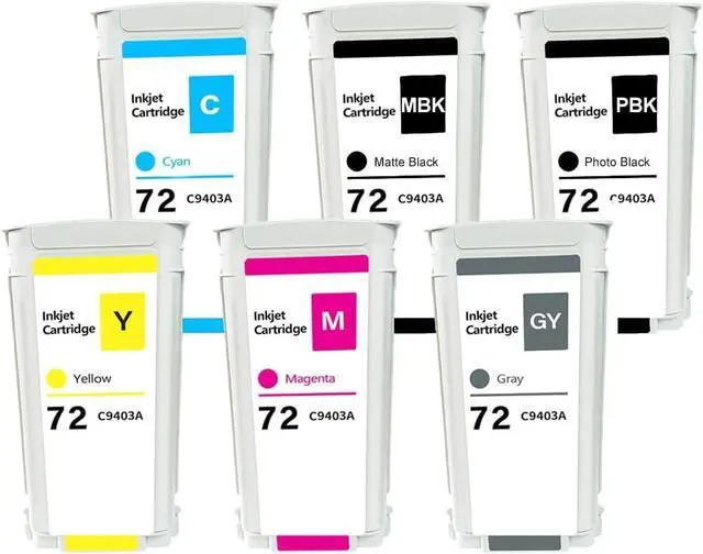 Main image of Compatible for HP 72 Ink Cartridges, Latest Upgrade 6-Pack 130ml