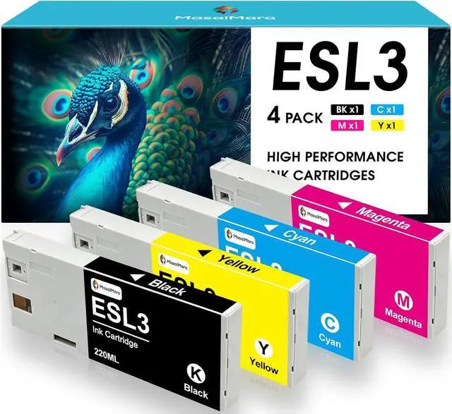 Main image of MasaiMara ESL3 ESL3-BK ESL3-CY ESL3-MG ESL3-YE Ink Cartridges Set Compatible for Roland ECO-SOL MAX Printers (Black Cyan Magenta Yellow, 4-Pack)