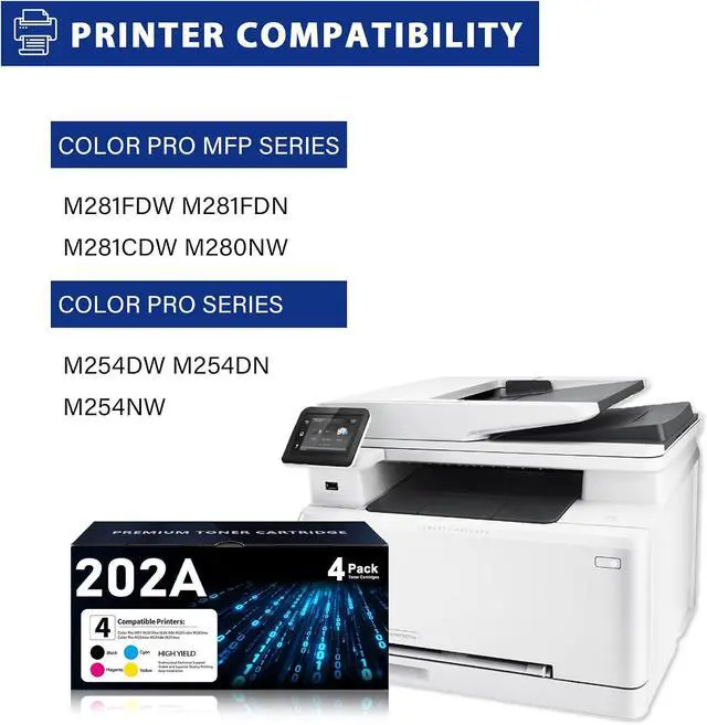 Alt view image 2 of 7 - 202A Toner Cartridges 4 Pack Replacement for HP 202A CF500A M281fdw