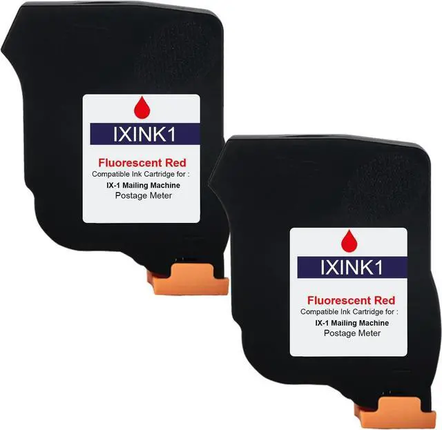 Main image of IXINK1 Red Ink Cartridge Smart-Auto Ink Cartridge Compatible for iX-1 Mailing Machine Fluorescent Red Postage Meter Ink2 Pack, High Yeild