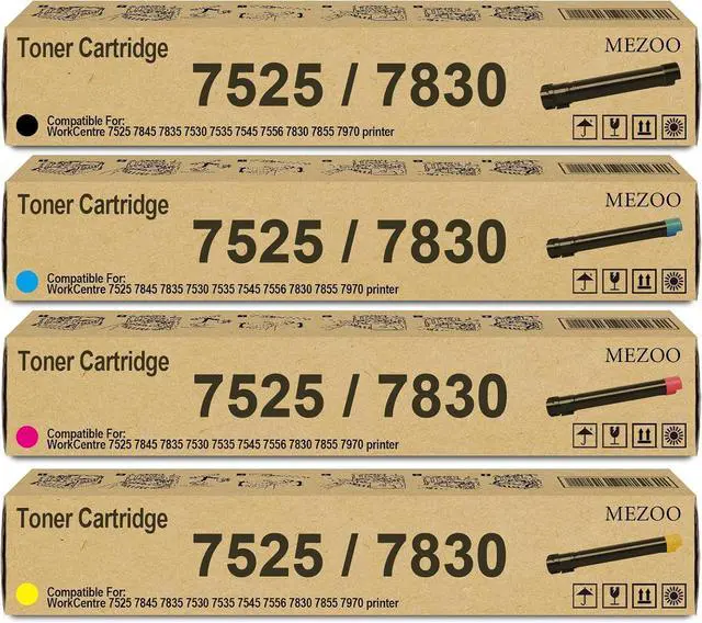 Main image of 7525 Toner Cartridge High Yield 006R01513 006R01514 006R01515 006R01516 Compatible for Xerox Workcentre 7525 7530 7535 7545 7556 7830 7835 7845 7855 7970 Printer Toner Cartridge(4 Pack,BK/C/Y/M)