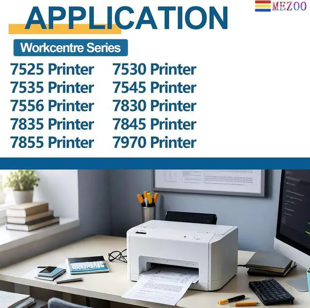 Alt view image 2 of 6 - 7525 Toner Cartridge High Yield 006R01513 006R01514 006R01515 006R01516 Compatible for Xerox Workcentre 7525 7530 7535 7545 7556 7830 7835 7845 7855 7970 Printer Toner Cartridge(4 Pack,BK/C/Y/M)