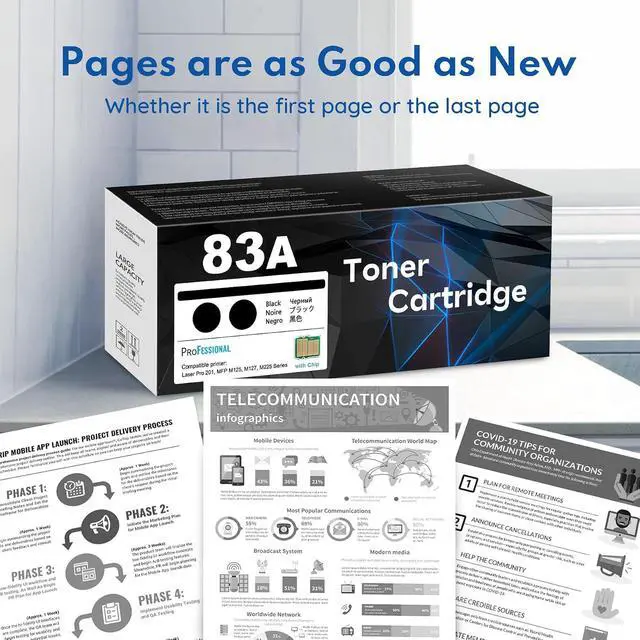 Alt view image 6 of 7 - 83A CF283A Black Toner Cartridge 2-Pack Replacement for HP 83A CF283A 83X CF283X Cartridge Use for Laserjet Pro MFP M201 M125nw M225dw M201n M127fn M225dn Printer