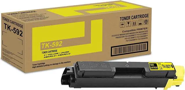 Main image of 1 Pack TK-592Y 1T02KVBUS0 Yellow Toner Cartridge High Yield Compatible TK-592Y TK592Y Replacement for Kyocera Ecosys M6026cidn M6526cdn P6026cdn FS-C2026MFP FS-C2126MFP FS-C2526MFP FS-C5250DN Printer