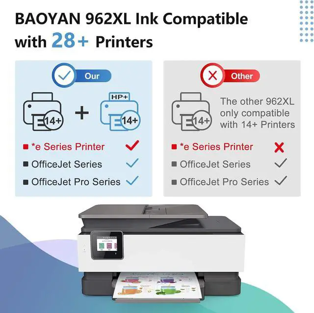 Alt view image 2 of 7 - 962XL Ink Cartridges Replacement for HP 962XL Ink Cartridges Combo Pack Work for Officejet Pro 9015e 9010 9015 9025e 9018 9020 9025 9018e 9012e 9016 Printer Black Color (4 Pack)