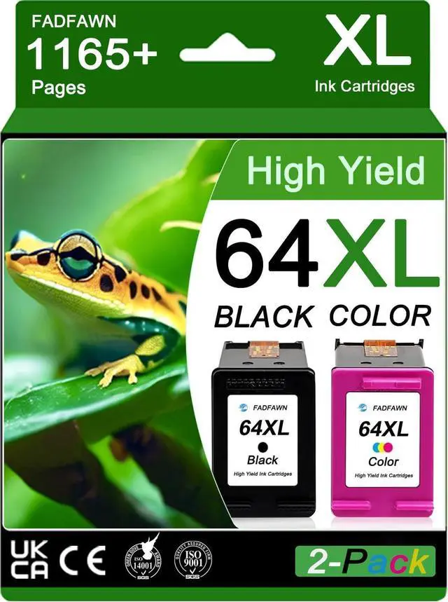 Main image of 64XL Ink Cartridges Black/Color Combo Pack (2-Packs) High Yield - Replacement for HP Ink 64 64XL Work with Envy Photo 6220 6222 6230 6234 7120 7130 7132 7134 7800 7820 7830 7855, Tango Series Printer