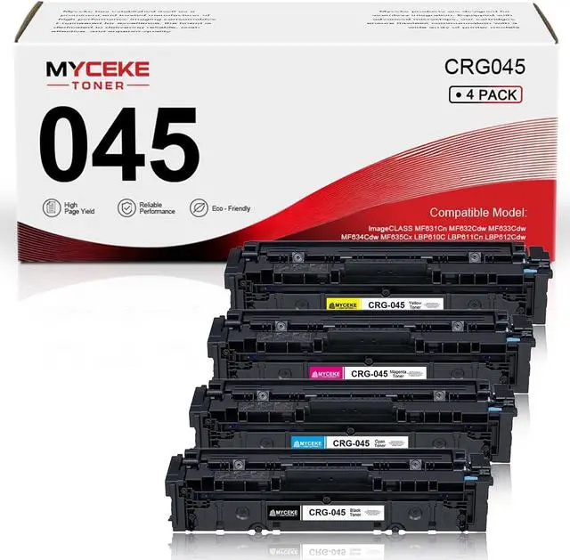 Main image of 045 Toner Cartridge Set: 4 Pack High Yield CRG 045 Cartridges Compatible for Canon 045 Toner Cartridge Work with Color ImageCLASS MF634Cdw MF632Cdw LBP612Cdw LBP612C i-SENSYS LBP613Cdw MF635Cx Printer