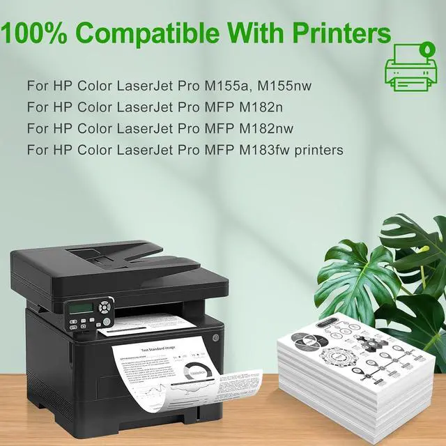 Alt view image 3 of 7 - 215A Toner cartridges Replacement for hp 215A Toner cartridges W2310A W2311A W2312A W2313A for HP Color Pro MFP M182nw M183fw M182 M183 M155 Printers (4 Packs Black, Cyan, Magenta, Yellow)