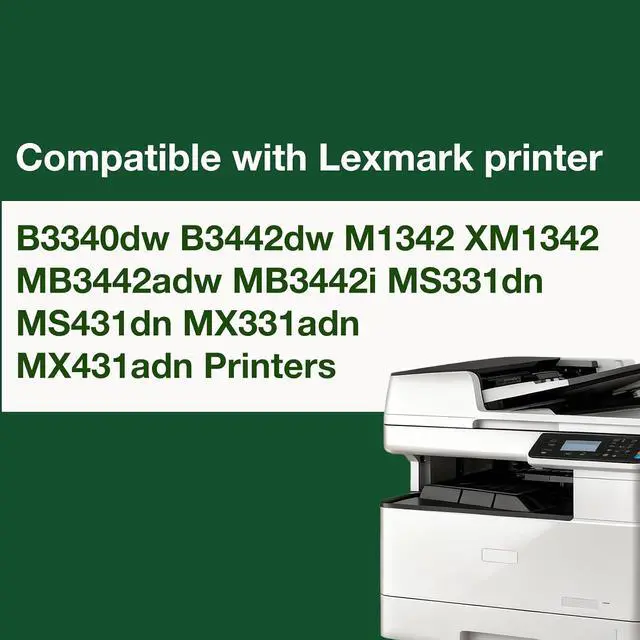 Alt view image 2 of 6 - 55B0ZA0 Imaging Unit 1-Pack Compatible 55B0ZA0 Imaging Unit Replacement for Lexmark MS331 MS331dn MS431dn MX331adn MX431adn B3340dw B3442dw MB3442adw XM1342 M1342 MB3442i Printer