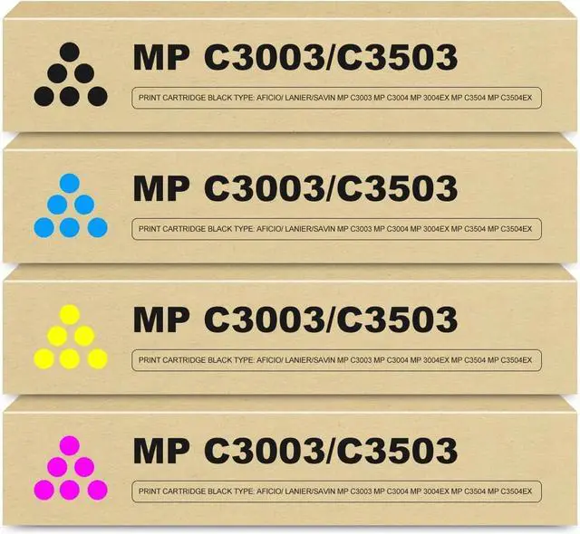 Main image of MP C3003 MP C3503 Toner Cartridge 4-Pack BCMY Replacement for Ricoh 841813 841814 841815 841816 use for Aficio Lanier Savin MPC3003 MPC3503 MPC3004 MPC3504 Printer