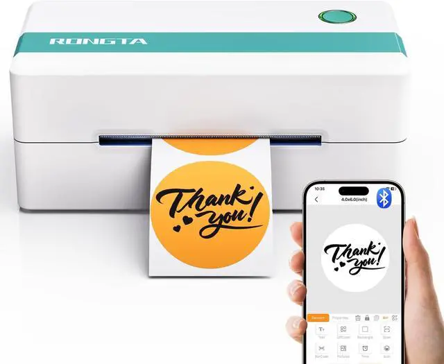 Alt view image 2 of 3 - Rongta Thermal Shipping Label Printer, Bluetooth Wireless 4x6 Sticker Label Maker for Package Fanfold 4x6 Direct Thermal Labels, 1 Stacks