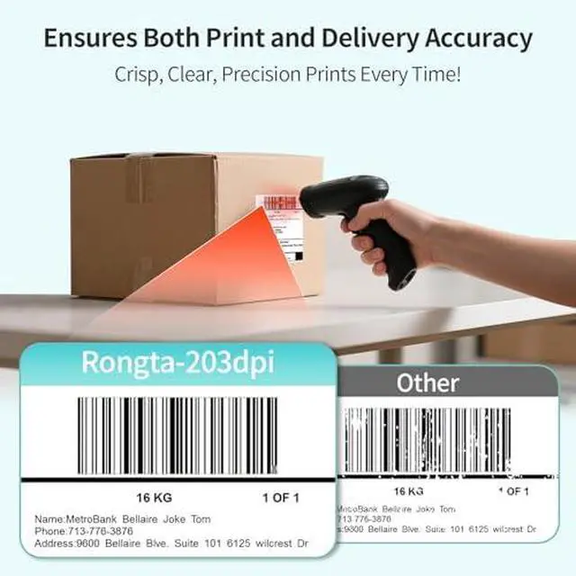 Alt view image 3 of 3 - Rongta Thermal Shipping Label Printer, Bluetooth Wireless 4x6 Sticker Label Maker for Package Fanfold 4x6 Direct Thermal Labels, 1 Stacks