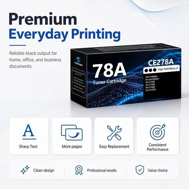 Alt view image 5 of 7 - 78A Toner Cartridges 3 Pack Black High Yield Replacement for HP 78A Toner for Pro P1606dn M1536dnf P1566 P1560 P1606 M1536 Printer CE278A