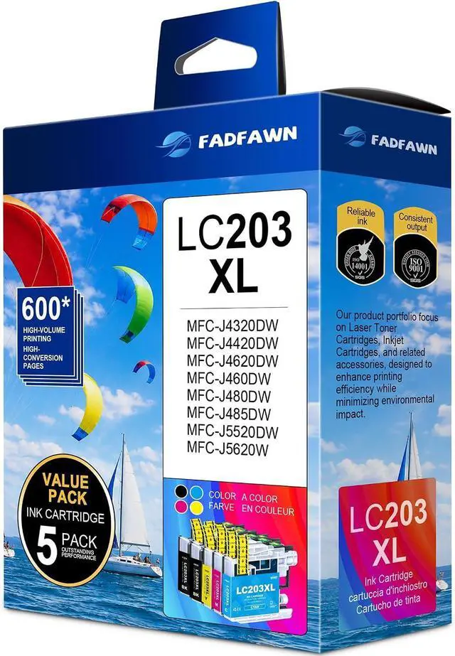 Main image of LC203XL LC203 Ink Cartridges Replacement for Brother Printer LC203 LC201 XL Ink Cartridges High Yield Work With MFC-4320DW MFC-J460DW MFC-J480DW MFC-J485DW MFC-J680DW MFC-J885DW (5-Pack, 2BK/C/M/Y)
