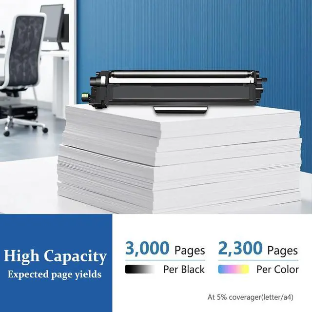 Alt view image 3 of 7 - TN-227 High Yield Toner Cartridges 4-Pack, TN227BK TN227C TN227M TN227Y, Replacement for Brother TN227 Toner, Compatible with HL-L3290CDW HL-L3270CDW HL-L3230CDW MFC-L3770CDW MFC-L3710CW Printers