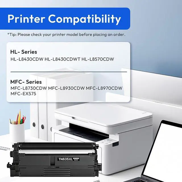 Alt view image 2 of 6 - TN635XL Black Toner Cartridge TN635 TN-635 TN-635XL, 5,500 Pages