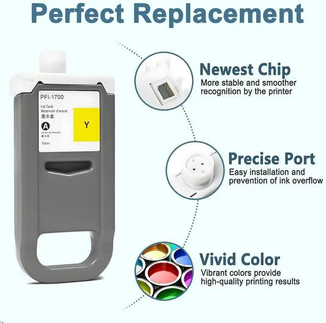 Alt view image 3 of 7 - PFI-3700 Ink Cartridge 700ml Yellow Pigment PFI3700 Inks Tank Compatible with Canon imagePROGRAF PRO-2600 GP-2600S PRO-4600 GP-4600S PRO-6600 GP-6600S 1-Pack