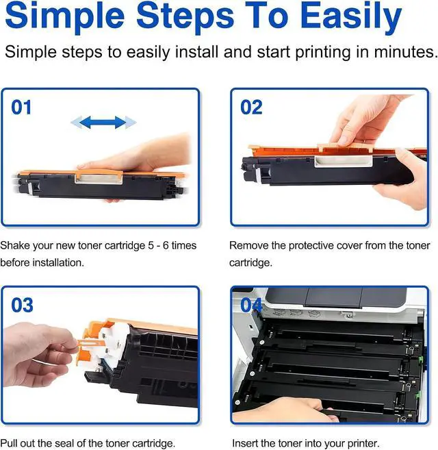 Alt view image 7 of 7 - 130A Black Toner Cartridges 2 Pack Replacement for HP 130A CF350A CF351A CF352A CF353A, Compatible with Color Pro MFP M177fw M176n M177 M176 Printer