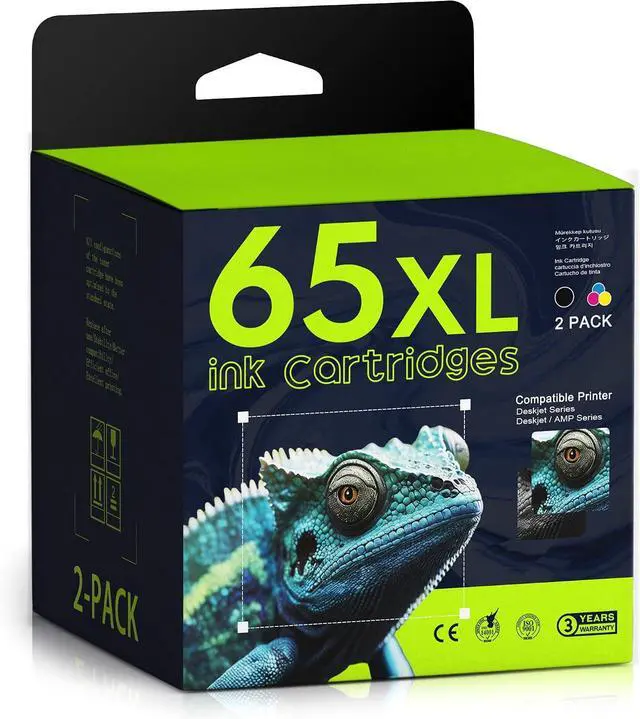 Main image of 65XL High Yield Ink Cartridge 2-Pack (1Black/1Tri-Color) Compatible for 65 65XL Ink Cartridges Replacement for Envy 5052 5000 DeskJet 3772 3700 2600 3752 Printer