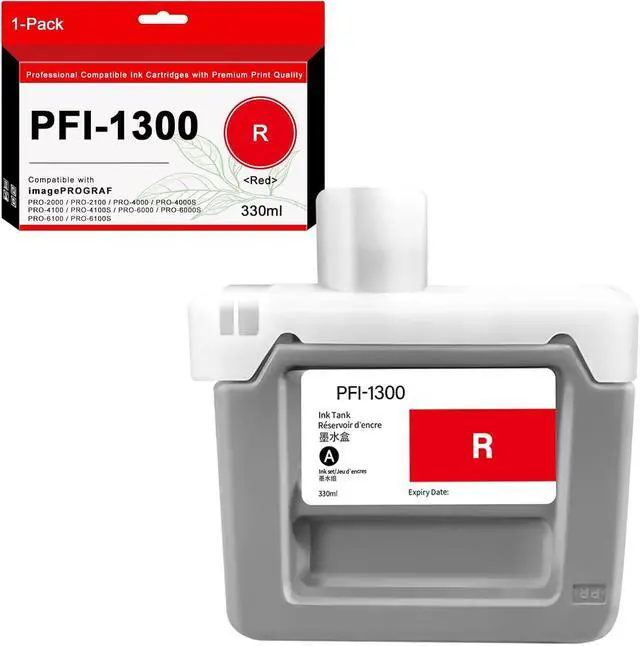 Main image of PFI-1300R Ink Tank 330ml Pigment PFI-1300 Ink Cartridge for Canon imagePROGRAF PRO-2000 PRO-2100 PRO-4000 PRO-4000S PRO-4100 PRO-4100S PRO-6000 PRO-6000S PRO-6100 PRO-6100S (Red)