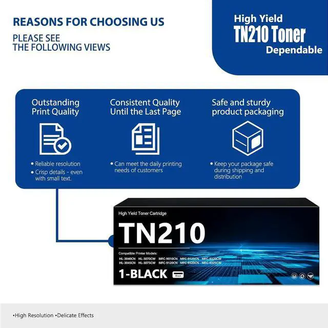 Alt view image 5 of 7 - TN-210 TN210 Black Toner Cartridge 1-Pack TN-210BK HL-3040CN HL-3045CN