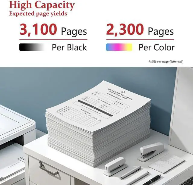 Alt view image 3 of 7 - 054H High Capacity Toner Cartridge Set (4-Pack,B/C/M/Y), CRG054H CRG-054H CRG 054H Toner Replacement for Canon Color imageCLASS MF641Cw MF642Cdw MF644Cdw LBP621Cw LBP622Cdw LBP623Cdw Printer Toner