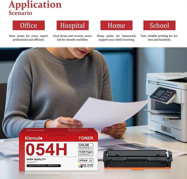 Alt view image 6 of 7 - 054H High Capacity Toner Cartridge Set (4-Pack,B/C/M/Y), CRG054H CRG-054H CRG 054H Toner Replacement for Canon Color imageCLASS MF641Cw MF642Cdw MF644Cdw LBP621Cw LBP622Cdw LBP623Cdw Printer Toner