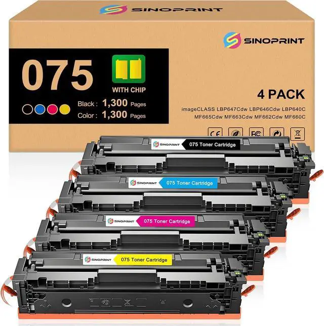 Main image of 075 Toner Cartridge Compatible Replacement for Canon 075 use with Color imageCLASS LBP640 LBP640C LBP646Cdw LBP647Cdw MF660 MF660C MF662Cdw MF663Cdw MF665Cdw Series Printer-4 Packs