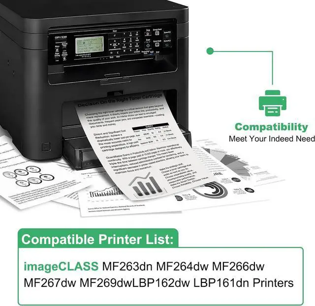 Alt view image 3 of 6 - 051H Toner Cartridge : 2 Pack CRG 051H Replacement for Canon 051H 051 Toner Cartridge for imageCLASS MF263dn MF264dw MF266dw MF267dw MF269dw LBP162dw LBP161dn Printer - Black