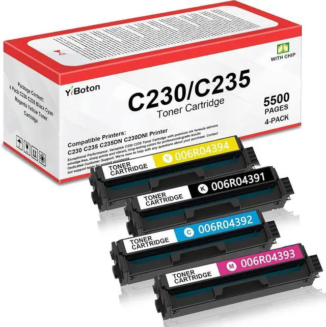 Main image of C230 C235 High Capacity Toner Cartridge with Chip, Replacement for Xerox 006R04391 006R04392 006R04393 006R04394, Compatible with Xerox C230DNI C235DN Printer, Black Cyan Magenta Yellow 4-Pack