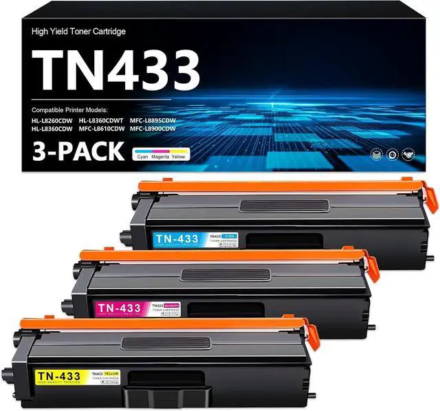 Main image of TN433C TN433M TN433Y High Yield 3-Color Toner Cartridge Cyan Magenta Yellow