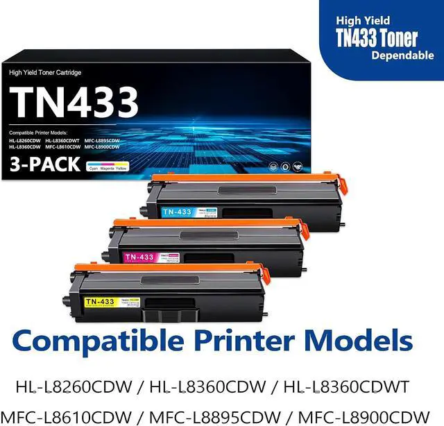 Alt view image 2 of 7 - TN433C TN433M TN433Y High Yield 3-Color Toner Cartridge Cyan Magenta Yellow