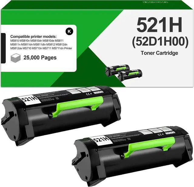 Main image of 521H 52D1H00 Toner Cartridges 2-Pack Replacement for Lexmark 521H 52D1H00 for MS710 MS710n MS711 MS711dn MS810 MS810dn MS810n MS810de MS811 MS811dn MS811dtn MS811n MS812 MS812dn MS812de Printer