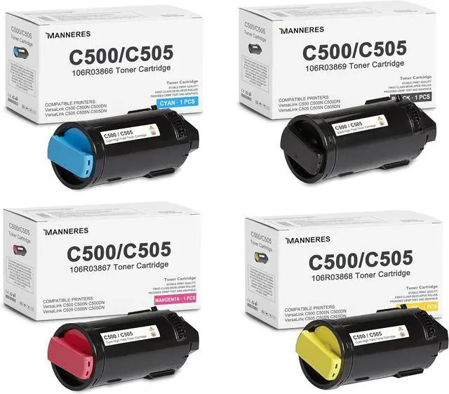 Main image of VersaLink C500 / C505 Extra High Capacity Toner Cartridge (4-Pack, Black/Cyan/Magenta/Yellow): 106R03869 106R03866 106R03867 106R03868 Toner Cartridge Replacement for Xerox VersaLink C500 C505 Printer