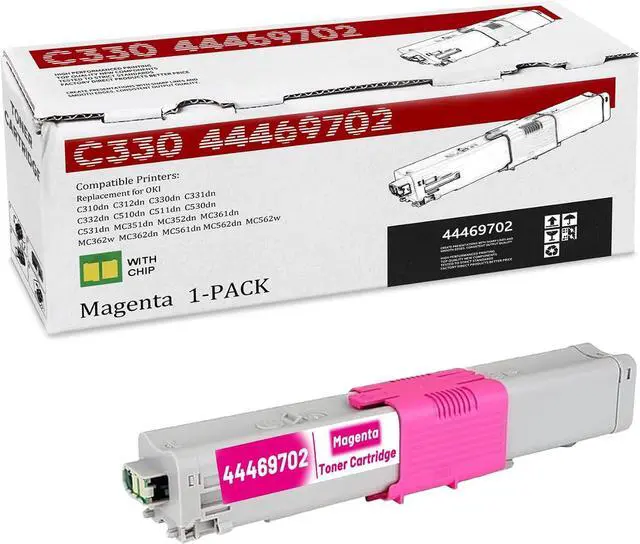 Main image of 1-Pack C330 44469702 High Yield Magenta Toner Cartridge, Replacement for OKI C330 44469702 for C310dn C312dn C330dn C331dn C332dn C510dn C511dn C530dn C531dn MC351dn MC352dn MC361dn MC561dn Printer
