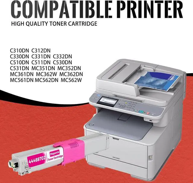 Alt view image 2 of 6 - 1-Pack C330 44469702 High Yield Magenta Toner Cartridge, Replacement for OKI C330 44469702 for C310dn C312dn C330dn C331dn C332dn C510dn C511dn C530dn C531dn MC351dn MC352dn MC361dn MC561dn Printer